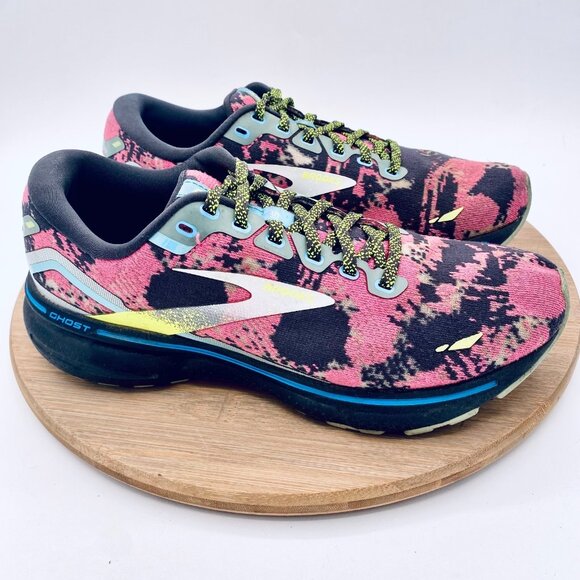 Brooks Ghost 15 Running Shoes Womens 8 Black Pink Mesh Trainers Sneakers - Picture 1 of 11